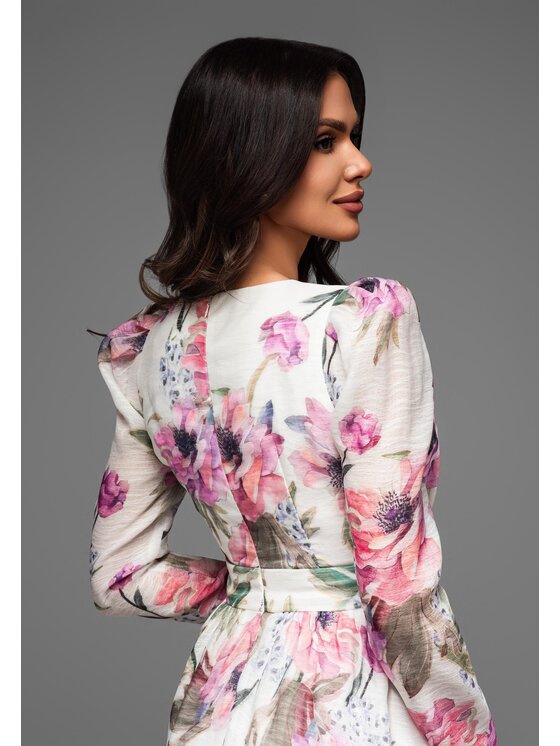 Ombre Ombre Sukienka koktajlowa LA-OM-DLR062 Biały Regular Fit