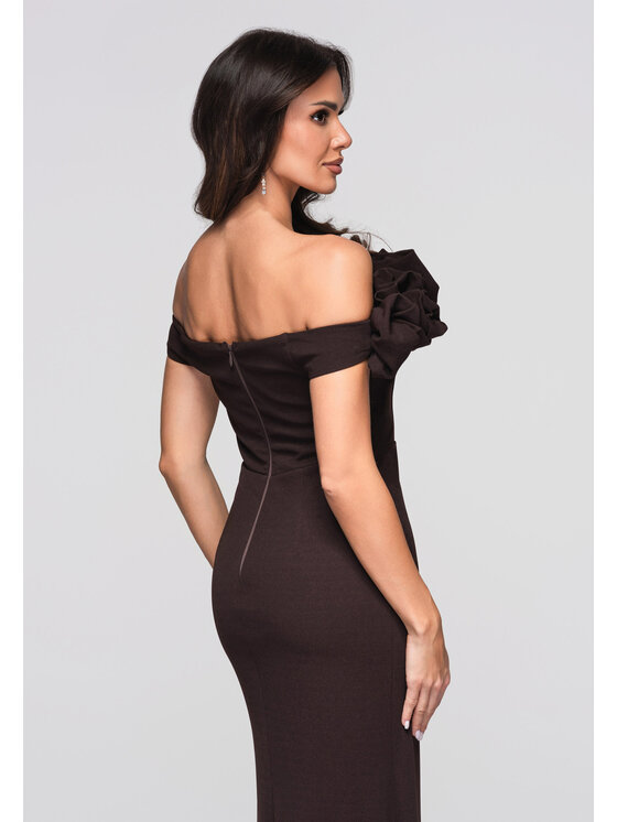 Ombre Ombre Sukienka wieczorowa LA-OM-DLR178 Brązowy Regular Fit
