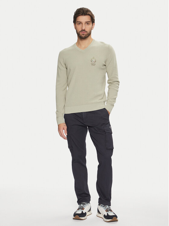Aeronautica Militare Aeronautica Militare Majica z dolgimi rokavi 242MA1512L463 Zelena Regular Fit