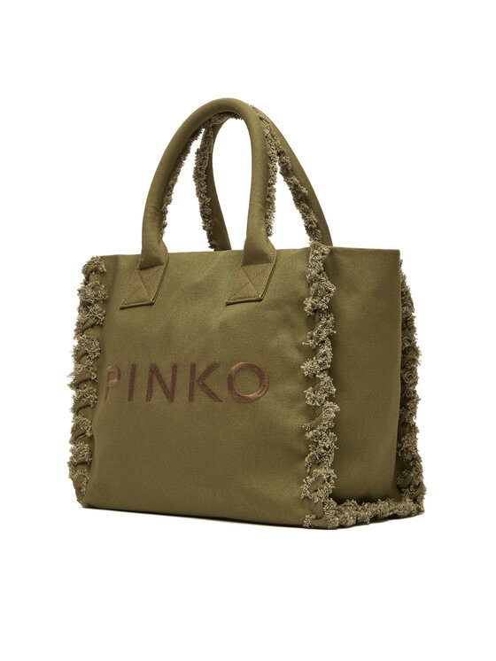 PINKO PINKO Borsa BEACH SHOPPING CANVAS RICICLATO Verde