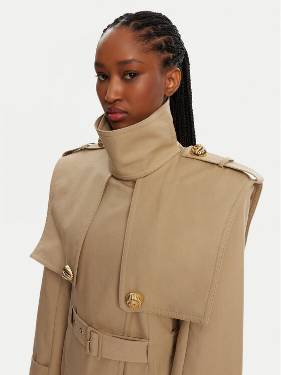 Balmain Balmain Trenčkot DF0TL155CF48 Béžová Regular Fit
