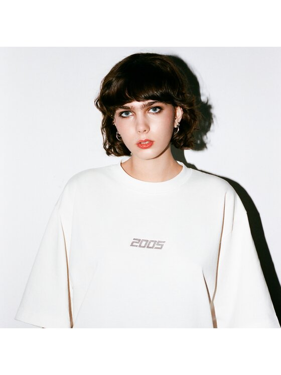 2005 2005 T-Shirt Classic Logo Biały Oversize