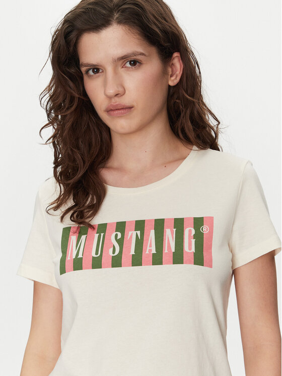 Mustang Mustang T-Shirt Alma 1016138 Εκρού Regular Fit