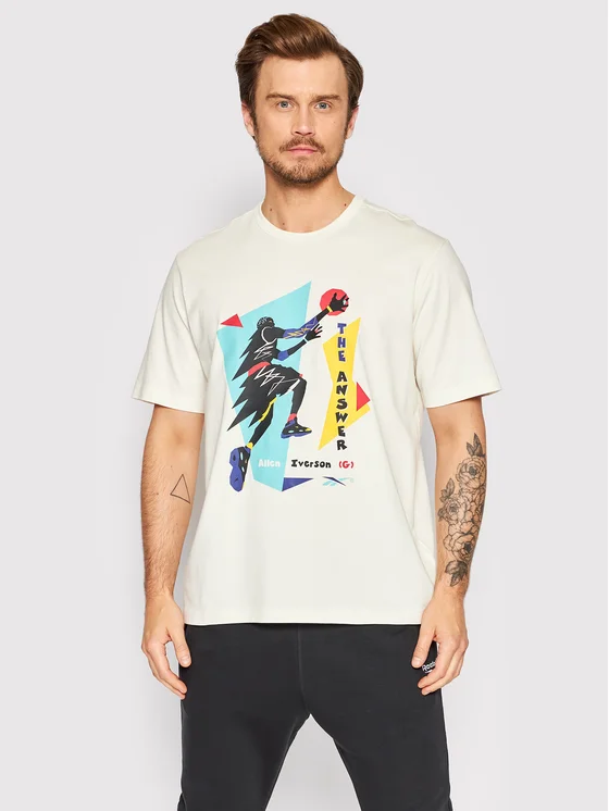 Reebok T-Shirt Iverson Layup HG0158 Weiß Relaxed Fit