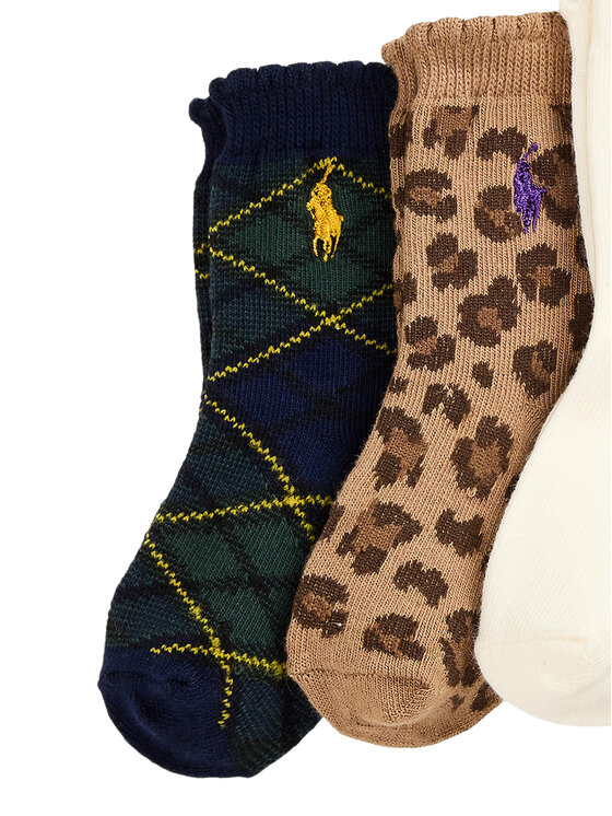 Polo Ralph Lauren Polo Ralph Lauren Set 3 parov otroških visokih nogavic 445P03251001 Pisana