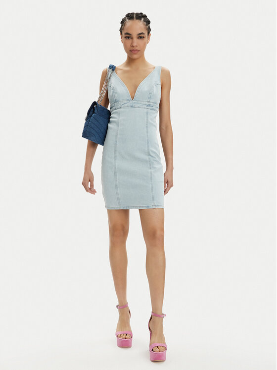 Guess Guess Sukienka jeansowa Aida W4GK63 D4LT0 Błękitny Bodycon Fit