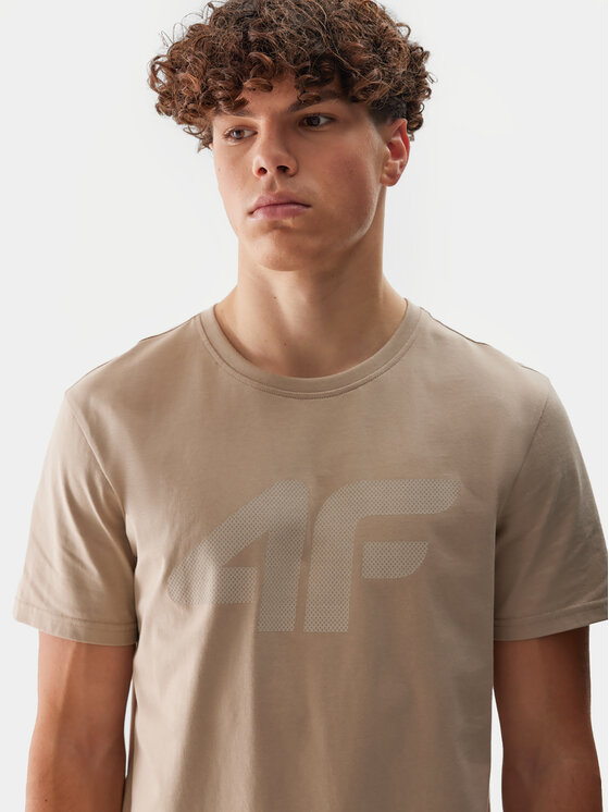 4F 4F T-shirt 4FWSS24TTSHM1155 Beige Regular Fit