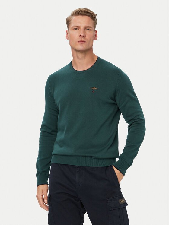 Aeronautica Militare Aeronautica Militare Sweter 262MA1631UL00506 Zielony Regular Fit