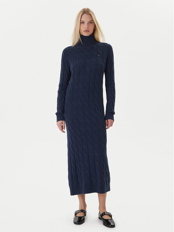 Tommy Hilfiger Tommy Hilfiger Trikotažinė suknelė WW0WW46429 Tamsiai mėlyna Slim Fit