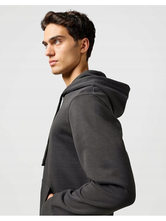 Wrangler Wrangler Bluza Sign Off Hoodie Czarny Hoodie Fit
