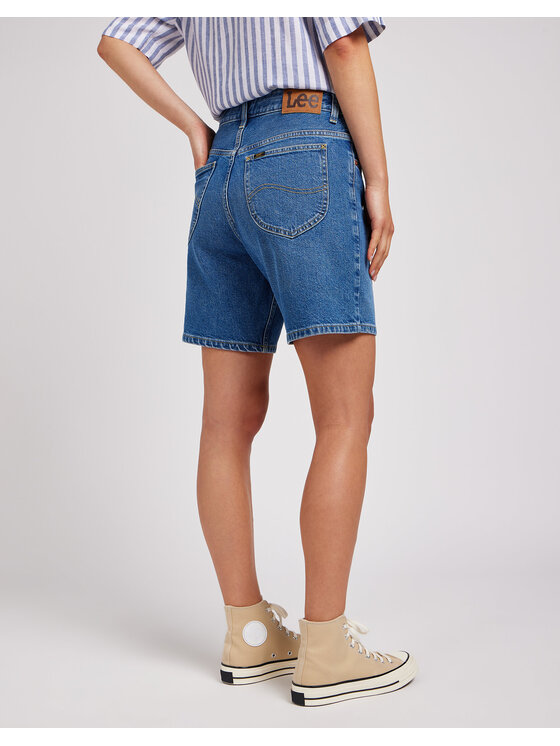 Lee Lee Szorty jeansowe RIDER Niebieski Loose Fit