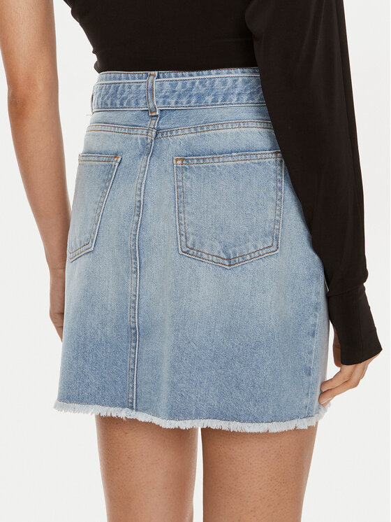 TWINSET TWINSET Džínsová sukňa 241TT2391 Modrá Straight Fit