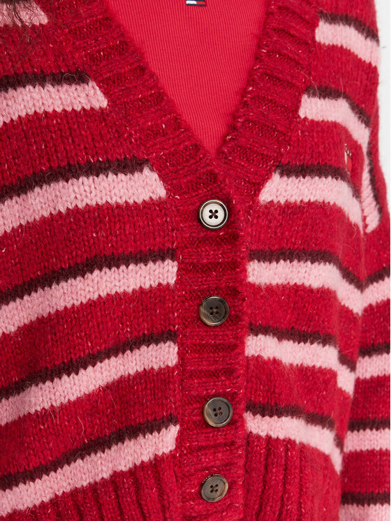 Tommy Jeans Tommy Jeans Kardigan Badge DW0DW21678 Červená Relaxed Fit