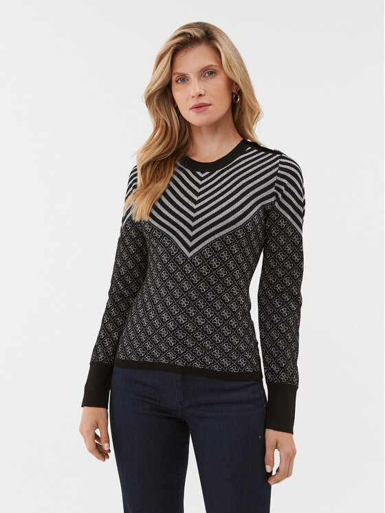Guess Guess Megztinis W3BR26 Z3AE0 Juoda Slim Fit