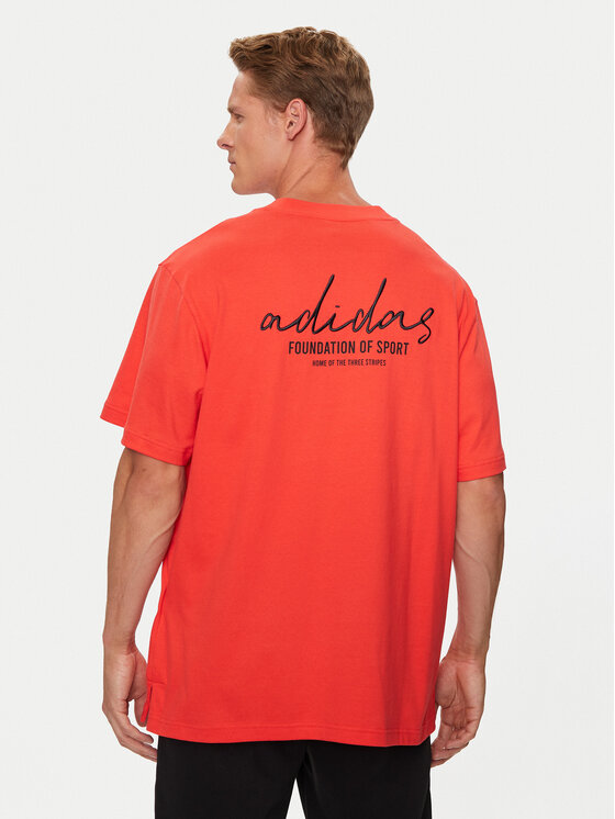 adidas T shirt Brand Love IW3540 Orange Loose Fit Modivo