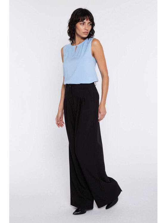 NIFE NIFE Kalhoty z materiálu SD138 Černá Modern Relaxed Fit