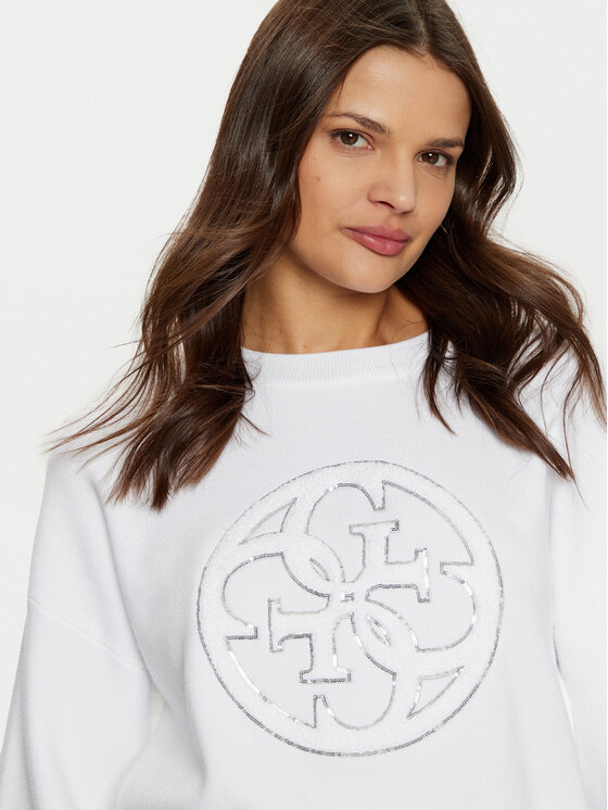 Guess Guess Bluza W5RR40 Z26I2 Biały Regular Fit