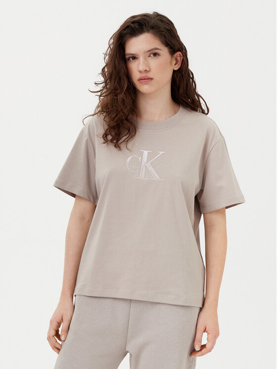 Calvin Klein Jeans T-krekls Monologo J20J224798 Pelēks Relaxed Fit