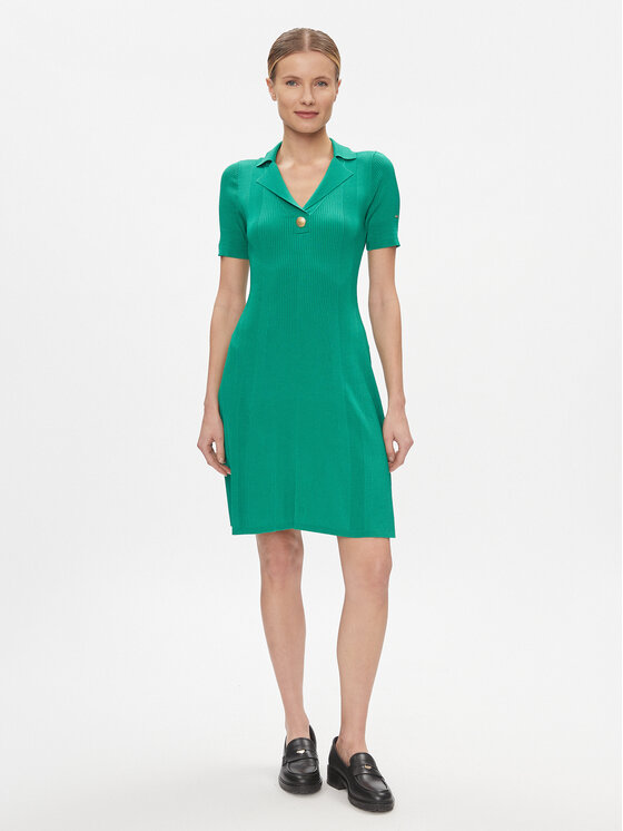 Tommy Hilfiger Tommy Hilfiger Trikotažinė suknelė WW0WW41444 Žalia Slim Fit