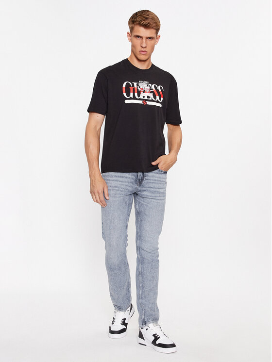 GUESS T-Shirt e Polo Uomo SS BSC GUESS BEAR TE M4RI81 K9RM1 JBLK Nero