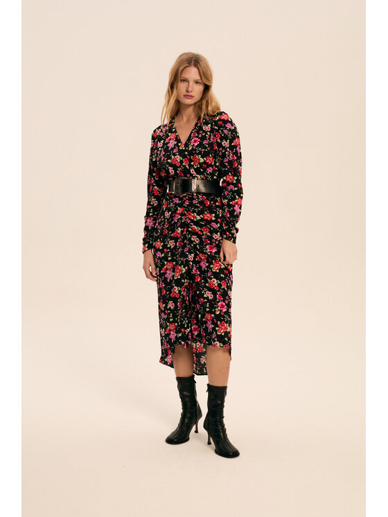 Melismee Stockholm Melismee Stockholm Sukienka codzienna Greta Flowers Czarny Regular Fit