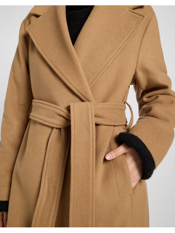 Lee Lee Płaszcz wełniany WOOL COAT Brązowy jasny Relaxed Fit
