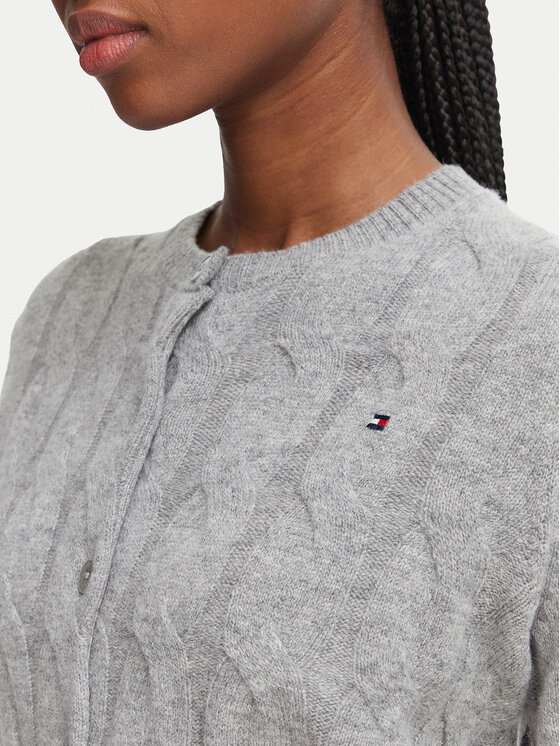 Tommy Hilfiger Tommy Hilfiger Kardiganas WW0WW52191 Pilka Regular Fit