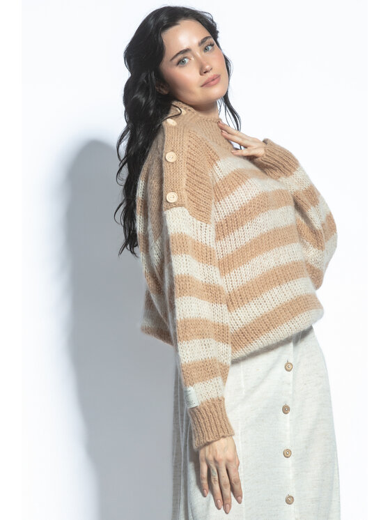 Fobya Fobya Sweter F1763 Écru Regular Fit