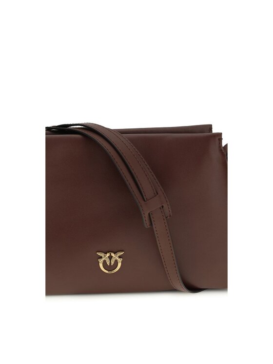 PINKO PINKO Torebka Brown Calf Leather Bos Taurus Shoulder Biały