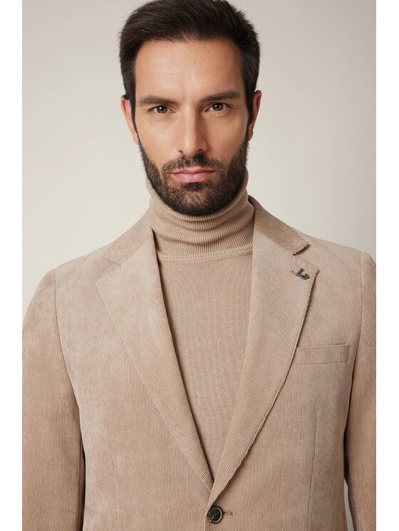 Lancerto Lancerto Marynarka Venzone MA131225000004 Beżowy Slim Fit