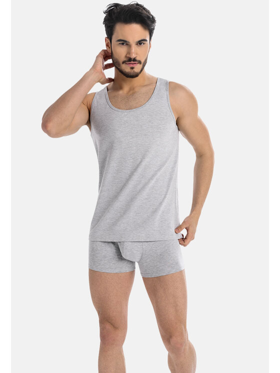 Teyli Teyli Podkoszulek męski bawełniany Eli Szary Classic Fit