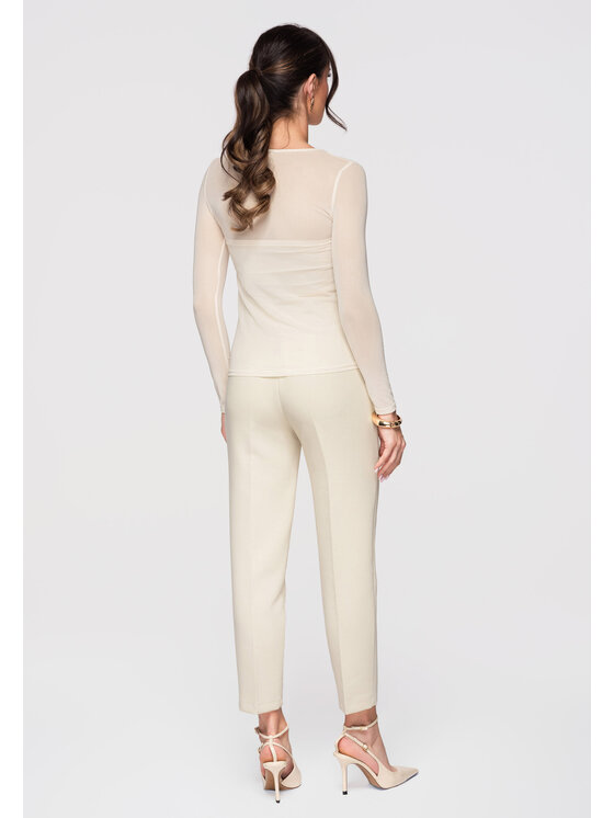 Ombre Ombre Bluzka OW-TS-E0016 Beżowy Slim Fit