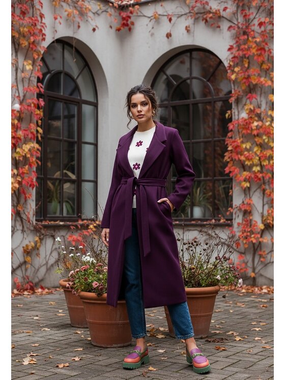 FIGL FIGL Płaszcz przejściowy M1243 Fioletowy Regular Fit