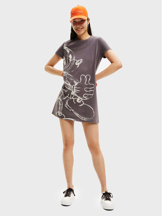Desigual Desigual Kasdieninė suknelė DISNEY Mickey Hug 22WWVK60 Pilka Regular Fit