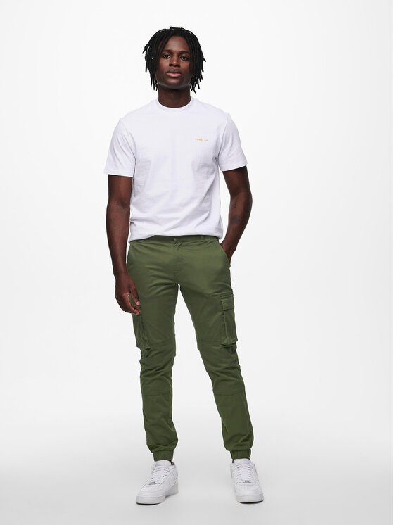 Only & Sons Only & Sons Medžiaginės kelnės 22016687 Žalia Tapered Fit