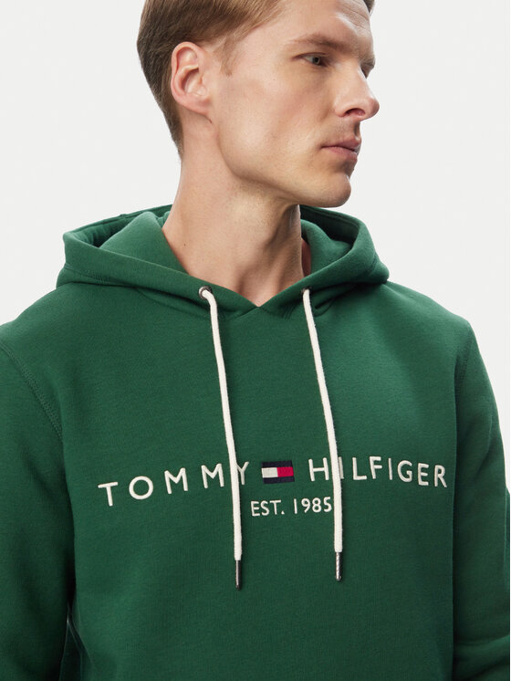 Tommy Hilfiger Tommy Hilfiger Džemperis ar kapuci Logo MW0MW11599 Tumši zaļa Regular Fit