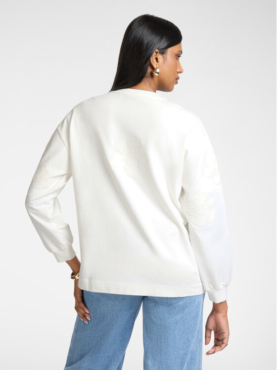 Elena Mirò Elena Mirò Felpa G891Z000556N011 Bianco Boxy Fit