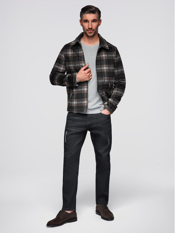 Ombre Ombre Jeansy OM-PADP-0241 Czarny Regular Fit
