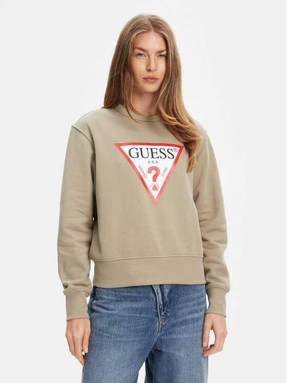 Guess Guess Pulóver W2YQ16 KBA11 Khaki Regular Fit