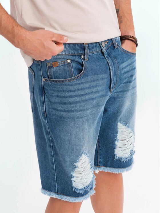 Ombre Ombre Szorty jeansowe OM-SRDS-0157 Niebieski Regular Fit