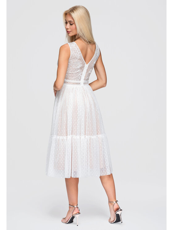 Ombre Ombre Sukienka wieczorowa LA-OM-DLR401 Biały Slim Fit
