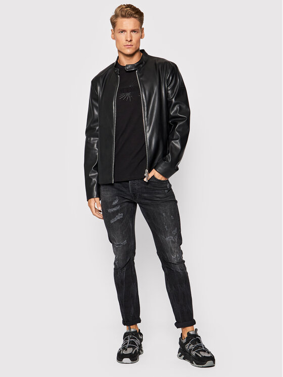 Armani Exchange Armani Exchange Jacke aus Kunstleder 8NZB08 ZNAAZ 1200 Schwarz Regular Fit