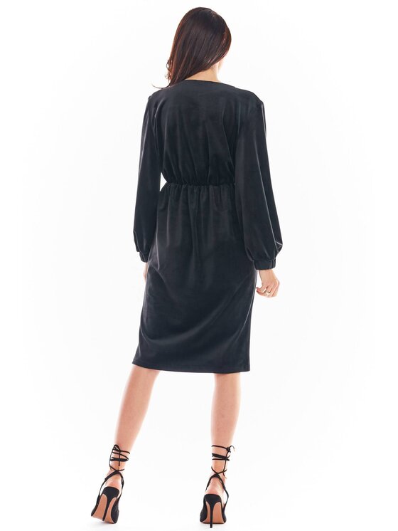 Awama Awama Sukienka dzianinowa A406 Czarny Basic Fit