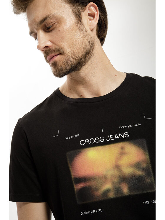 Cross Jeans Cross Jeans T-Shirt 15847-020 Czarny Regular Fit