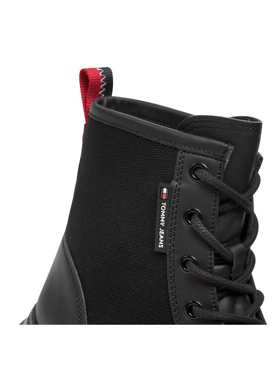 Tommy Jeans Tommy Jeans Schnürstiefeletten Tjw Chunky Lace Up Boot Mix Mat EN0EN02554 Schwarz