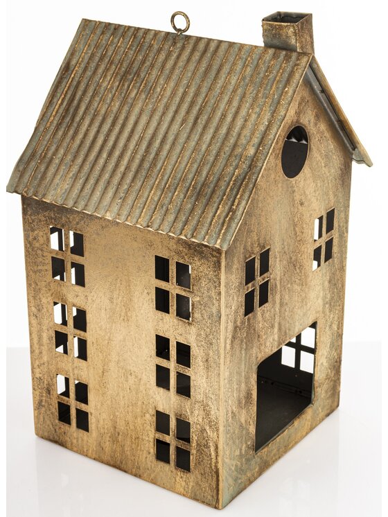 MIAhome MIAhome Lampion metalowy domek 36x21x21 cm KEKERE square Złoty