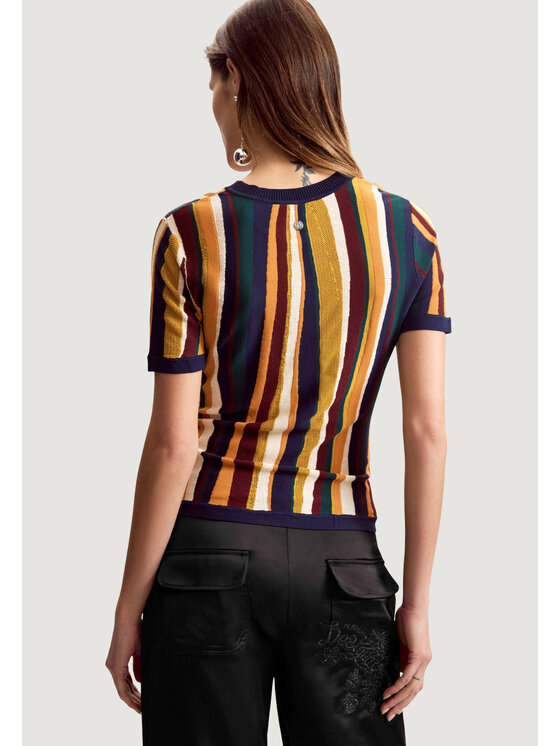 Desigual Desigual T-Shirt TS_STRIPES_LACROIX Κίτρινο Casual Fit