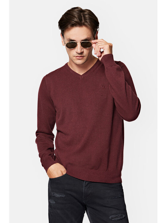 Lancerto Lancerto Sweter Lenny SW073223000037 Bordowy Regular Fit