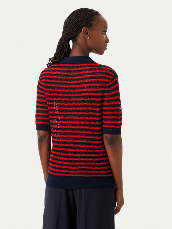 Tommy Hilfiger Tommy Hilfiger Тениска с яка и копчета Pointelle WW0WW50060 Червен Regular Fit
