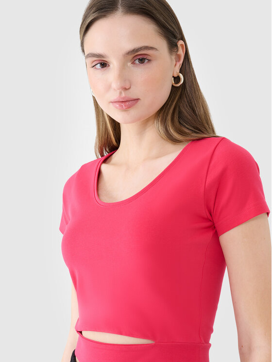 4F 4F T-Shirt SS MIDSHOP TEXTILE Różowy Slim Fit